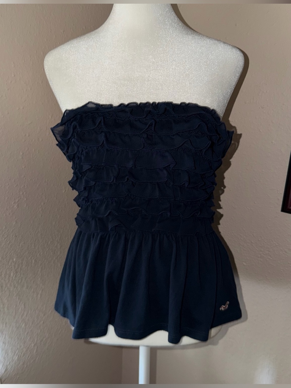 Vintage Y2K Hollister 2000s Strapless Ruffle Babydoll Tube Top